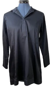 Weiche Umrandung schwarz elegant Kragen teilweise Knopfleiste asymmetrisch Tunika PXS - Bild 1 von 6