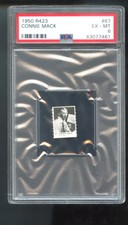 1950 R423 #67 Connie Mack PSA 6 Graded Baseball Card MLB Game Strip Orange Back