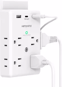 Multi Plug Outlet Extender with USB C Ports, 3 Sided Power Strip with 900J Surge - Picture 1 of 12