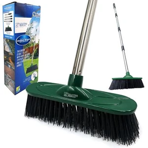 Yard Broom Outdoor Heavy Duty 10” Synthetic Hard Bristle Brush Head - Picture 1 of 7
