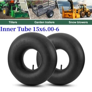 2x 15x6.00-6 Ride on Mower Inner Tube TR13 Valve Tire Lawn Mower Tractor Trolley - Picture 1 of 13