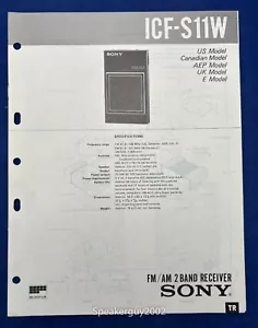 Original Sony ICF-S11W Receptor 2 Bandas Manual de Servicio - Imagen 1 de 1