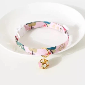 Pink Cute Japanese/Chinese Style Cat Collar With Bell & Adjustable Strap - Picture 1 of 7