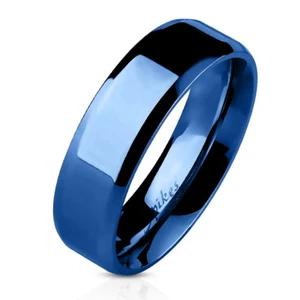 Ring Verlobung Paar Herren Frau Stahl Platte Farbe Blau R084 - Bild 1 von 1