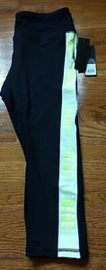 Leggings donna Capri BEBE SPORT stampa laterale nero L giallo fluo nuovi con etichette $69 - Foto 1 di 11