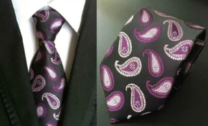 Corbata Cachemira Morado Hecho a Mano Hombre Boda Formal Pajarita - Imagen 1 de 2