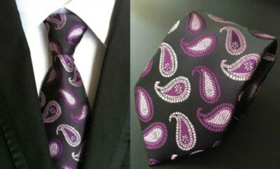 Tie Purple Paisley Handmade Men's Wedding Formal Necktie - Image 1 of 2