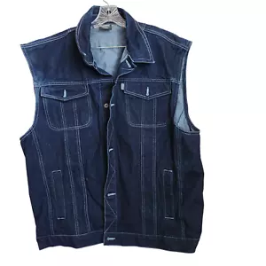 Chaleco Denim DELF Jean Y2K Para Hombres 3XL XXXL Lavado Oscuro Grunge Hip Hop Patinador Contraste - Imagen 1 de 17