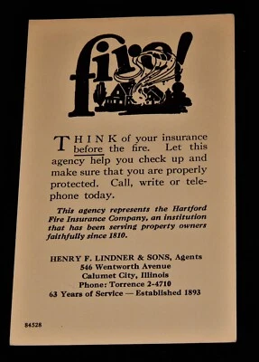 Vintage Postal Card,BENJAMIN FRAKNLIN RED 2 CENT,1951,Calument City,IL,Insurance - Image 1 of 3