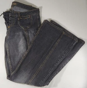 Vintage Distressed 90s LEI Flare Dark Blue Jeans Size 12 - Picture 1 of 4