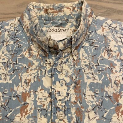 Camisa Hawaiana De Colección Cooke Street Para Hombres M Wild Tiki Stick Figuras Estampado Inverso EE. UU. Foto 1 de 4