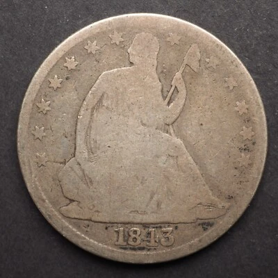 1843 *P*SEATED LIBERTY HALF  DOLLAR **NICE COIN!** FREE SHIPPING! M5086 - Image 1 of 2