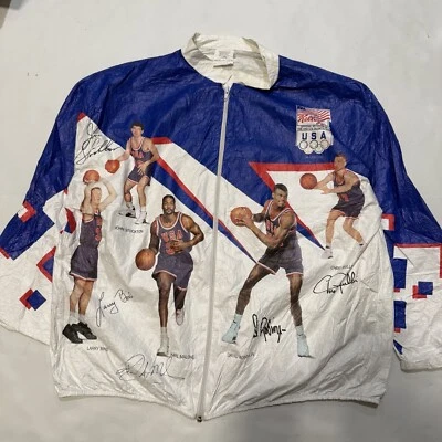 De colección 1992 Juegos Olímpicos EE. UU. Dream Team ¡RARO! Chaqueta promocional Kellogg’s talla grande Tyvek Foto 1 de 4