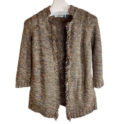 Cárdigan Boho Anthropologie Sparrow Mezcla Lana Lino Flecos Talla XS Foto 1 de 4