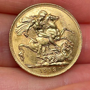 1913 King George V Perth Mint Gold Sovereign Coin Antique Gold Coins Australian - Bild 1 von 3