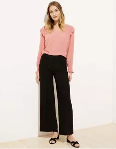LOFT Women's NWT High Waist Wide Leg Pants - Black - Size 0 - Picture 1 of 1