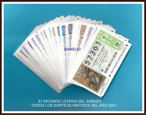 AÑO 2021 COMPLETO LOTERIA NACIONAL DE LOS SABADOS, TODOS LOS DECIMOS DEL AÑO - Imagen 1 de 4