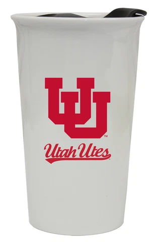 Utah Utes Double Walled Ceramic Tumbler Set-NCAA Travel Mug 2pk Cover