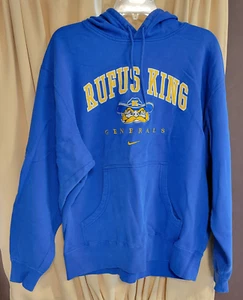 Men Size Large Nike Rufus King High School Generals Hoodie Sweatshirt Blue Yello - Picture 1 of 15