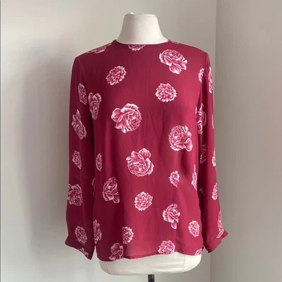 Blusa DE COLECCIÓN AUSTIN REED Botón Espalda Mujer Talla 6 Rosa Floral Coqueta Foto 1 de 4