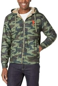 US Polo Assn. Sherpa Camo Hoodie Full Zip Lined Size Medium NWT - Picture 1 of 13