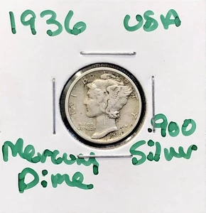 Silbermünze Mercury Dime 1936 - 0,900 Silber USA - Bild 1 von 4