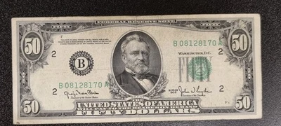 1950 Fifty Dollar Federal Reserve Note $50 Bill Better Grade #92267 - Image 1 of 2