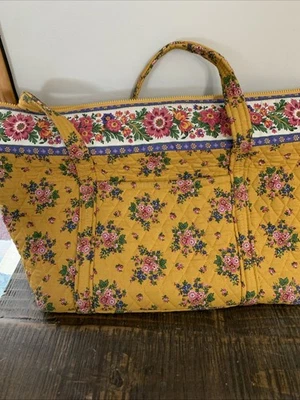 Vintage VERA BRADLEY Large Duffle Tote Elizabeth Style Mustard Yellow Floral - Image 1 of 4