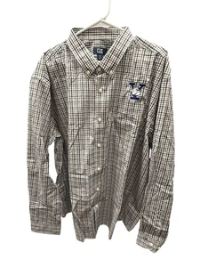 Cutter & Buck Yale Bulldogs Shirt 3XL Brown Black White Plaid Button Up LS - Picture 1 of 2