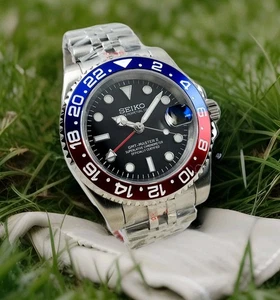 RELOJ PARA HOMBRES PERSONALIZADO SEIKO PEPSI GMT CRISTAL DE ZAFIRO AUTOMÁTICO MOVIMIENTO NH34 NUEVO - Imagen 1 de 10