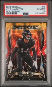 2024 Panini Obsidian Kyle Hamilton #16 Molten Fotl #04/14 PSA 10 Gem Mint - Picture 1 of 2