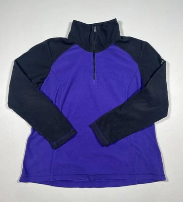 Suéter Columbia Para Mujer XL Púrpura Negro Polar 1/4 Cremallera Pullover Aire Libre Senderismo Foto 1 de 4