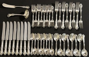 International Sterling Silver Flatware Set WILD ROSE 42 Piece - 8 Settings - - Picture 1 of 9
