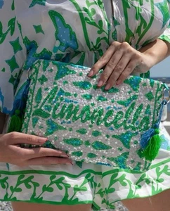 Antica Sartoria 2025 Limoncello Beaded Aqua Clutch 2025 NWT - Picture 1 of 3