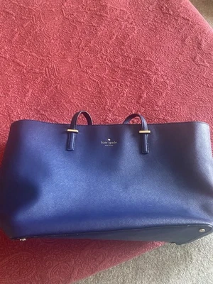 Kate Spade NEW YORK Tote Shoulder Bag Leather Navy Blue Large Lg - Image 1 of 4