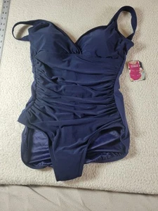 St. Johns Bay Womens 1 Piece Swim Suit Navy Size 16 NWT - Picture 1 of 7