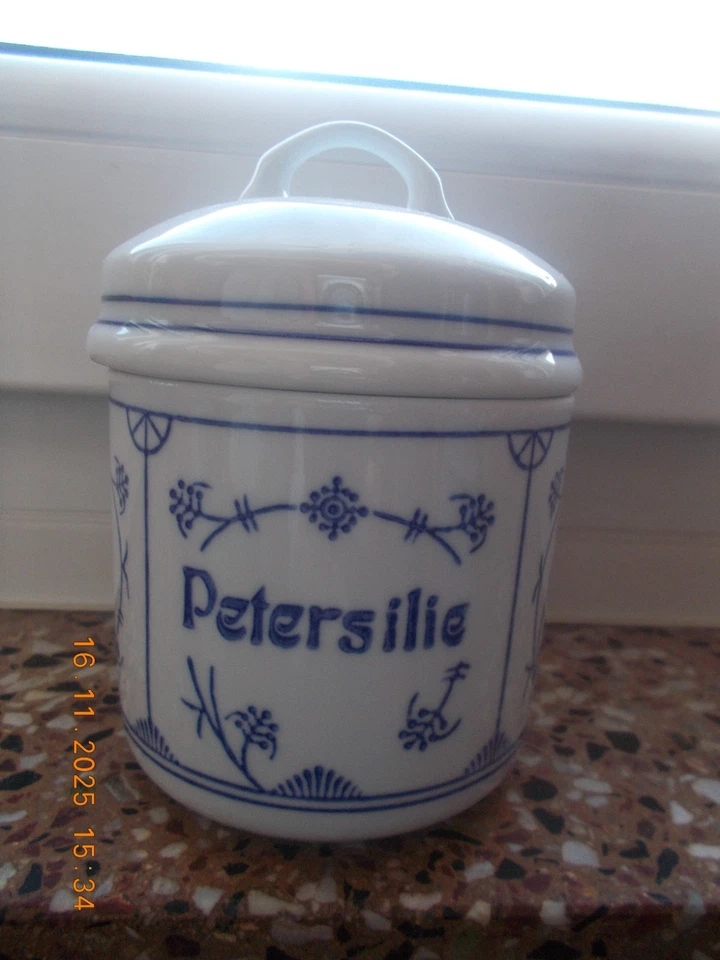 Blau Saks Porzellan Gewürzdose "Petersilie" Original Kahla Porzellan *NEU* - Bild 1 von 1