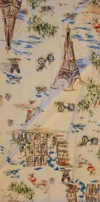 Винтажный большой головной шарф Париж Нотр-Дам Эйфелева башня Shaw Франции акварель большой - Изображение 1 из 4