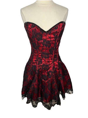 Daisy Corsets Dress Red Lace Corset Boned L Gothic Rockabilly Grunge Steampunk - Image 1 of 4