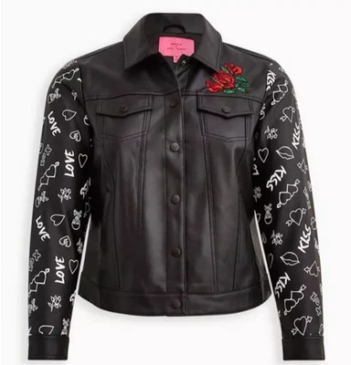 Chaqueta de Camionero Torrid Betsey Johnson Tiger Bordada Talla 0 (US 12) Cuero Sintético Foto 1 de 4