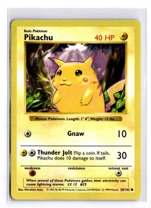 Pikachu 58/102 Base Set Shadowless Red Cheeks - Common - LP - Pokemon Vintage - Picture 1 of 2