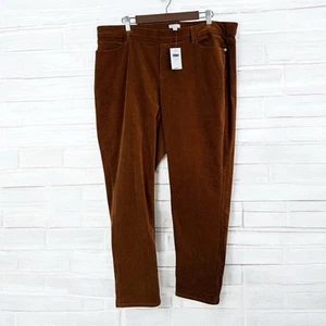 J. Jill Corduroy Pants Women's Size 2x Dark Carob Brown Pull On Stretch NWT - Picture 1 of 13