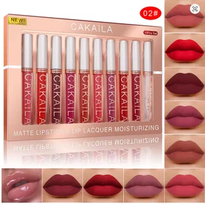 CAKAILA 10pcs/set Nude Lip Gloss Matte Velvet Lipstick Waterproof Long-lasting L - Picture 1 of 1