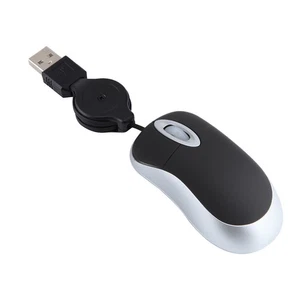 Mini Retractable Cable USB Wired Mouse Travel Optical Computer Mice - Picture 1 of 5