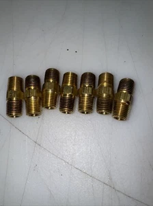 1/4" x 1/4" NPT Außengewinde Sechskantkopf Messing Rohrverschraubungen Kupplung - Bild 1 von 2