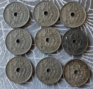 ESPAÑA LOTE DE 9 MONEDAS DE 25 CENTIMOS 1934 II REPUBLICA - Imagen 1 de 6