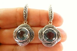 Blue Topaz 925 Sterling Silver Dangle Drop Earrings - Picture 1 of 3
