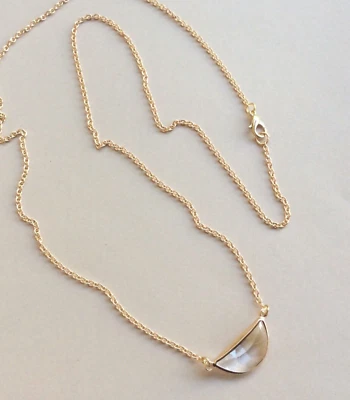 NUEVO COLLAR ARTESANAL CHAPADO EN ORO COLGANTE PIEDRA TRANSPARENTE   Foto 1 de 4