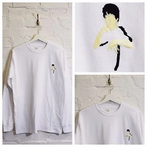 Actual Fact Bruce Lee Embroidered White Martial Arts Tee Long-sleeved T-shirt - Picture 1 of 3
