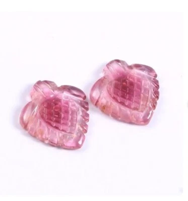 Loose Gemstones Natural Certified Bio Tourmaline Hand Carved Fancy Hearts A9 - Image 1 of 4